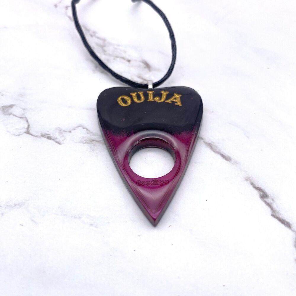 Black Magenta Chrome Dipped Ouija Planchette Necklace - Picture 5 of 9